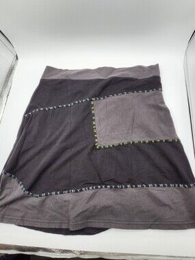 Avatar Two-Tone Black & Gray Mini Skirt with Contrast Stitching Cotton